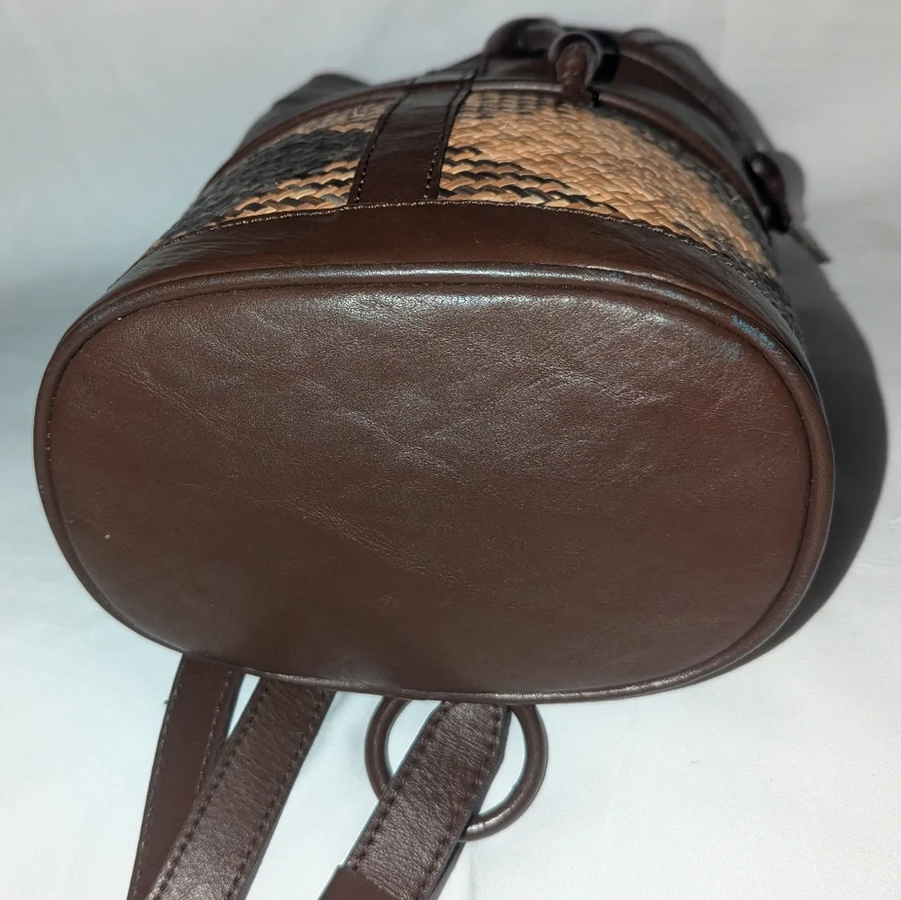 The Sak Brown Weave and Leather Backpack.